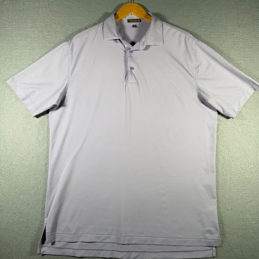 Peter Millar Mens Summer Comfort Polo Shirt Purple Stripe MS18EK11S Size L